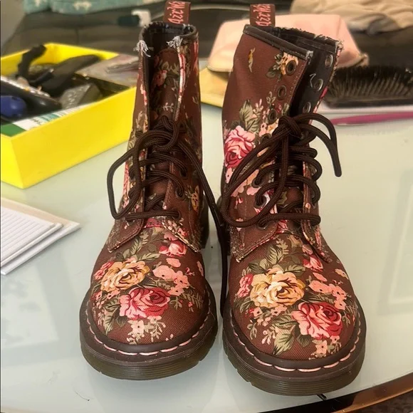 Dr. Martens | Shoes | Floral Brown Dr Martens Docs With Pink  display picture 2